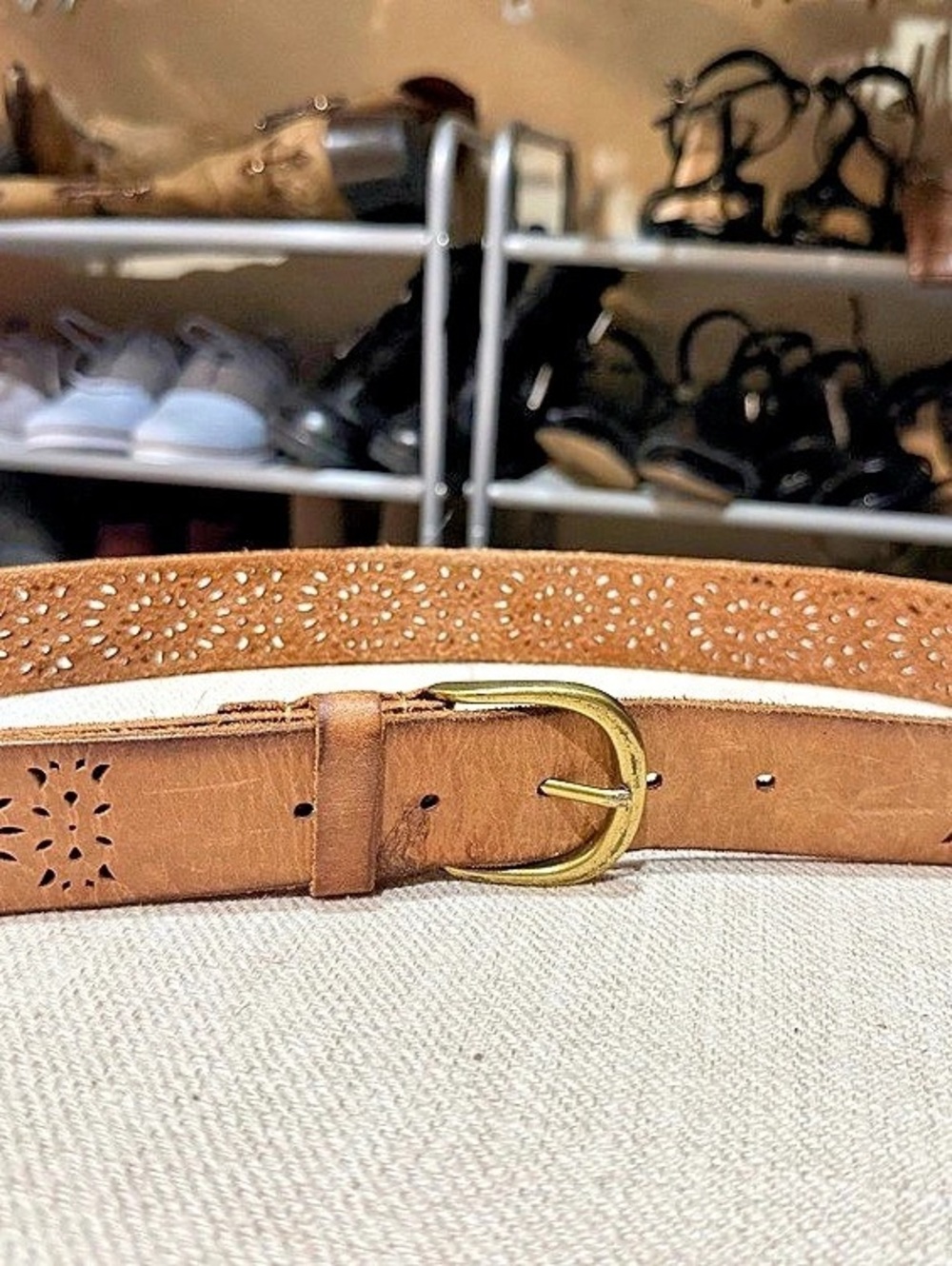 Perforated Belt in Brown